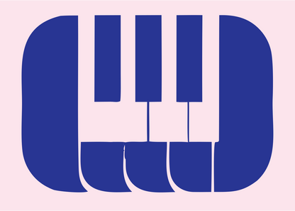 Bold Piano Keys Badge #fce4ec/#283593
