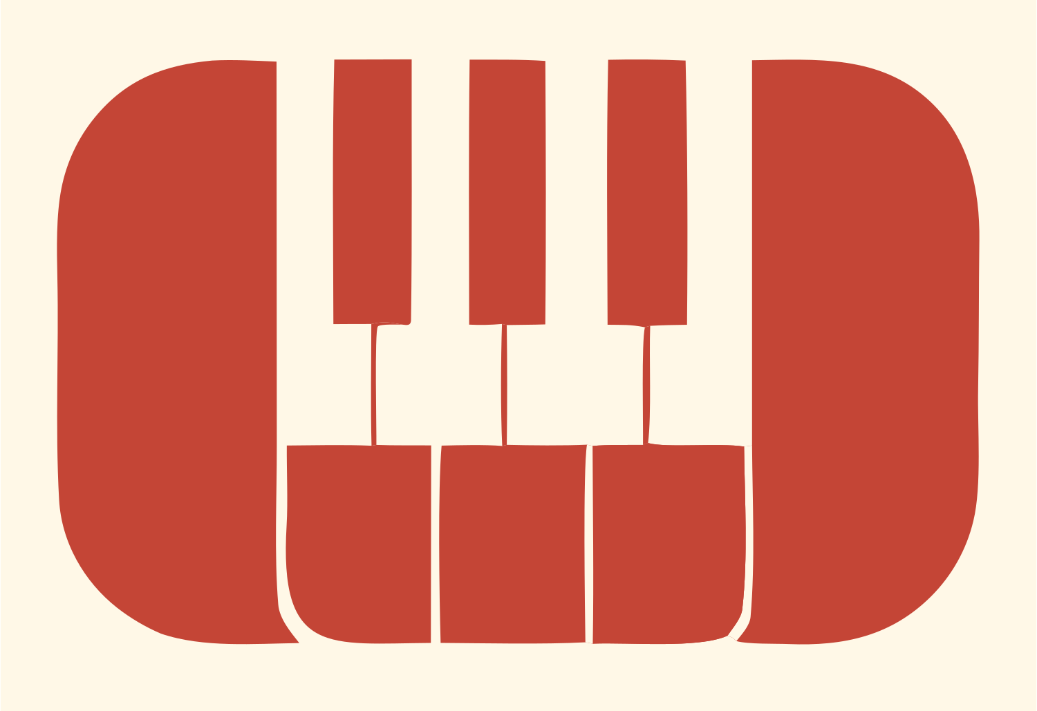 Bold Piano Keys Logo #fff8e7/#c44536