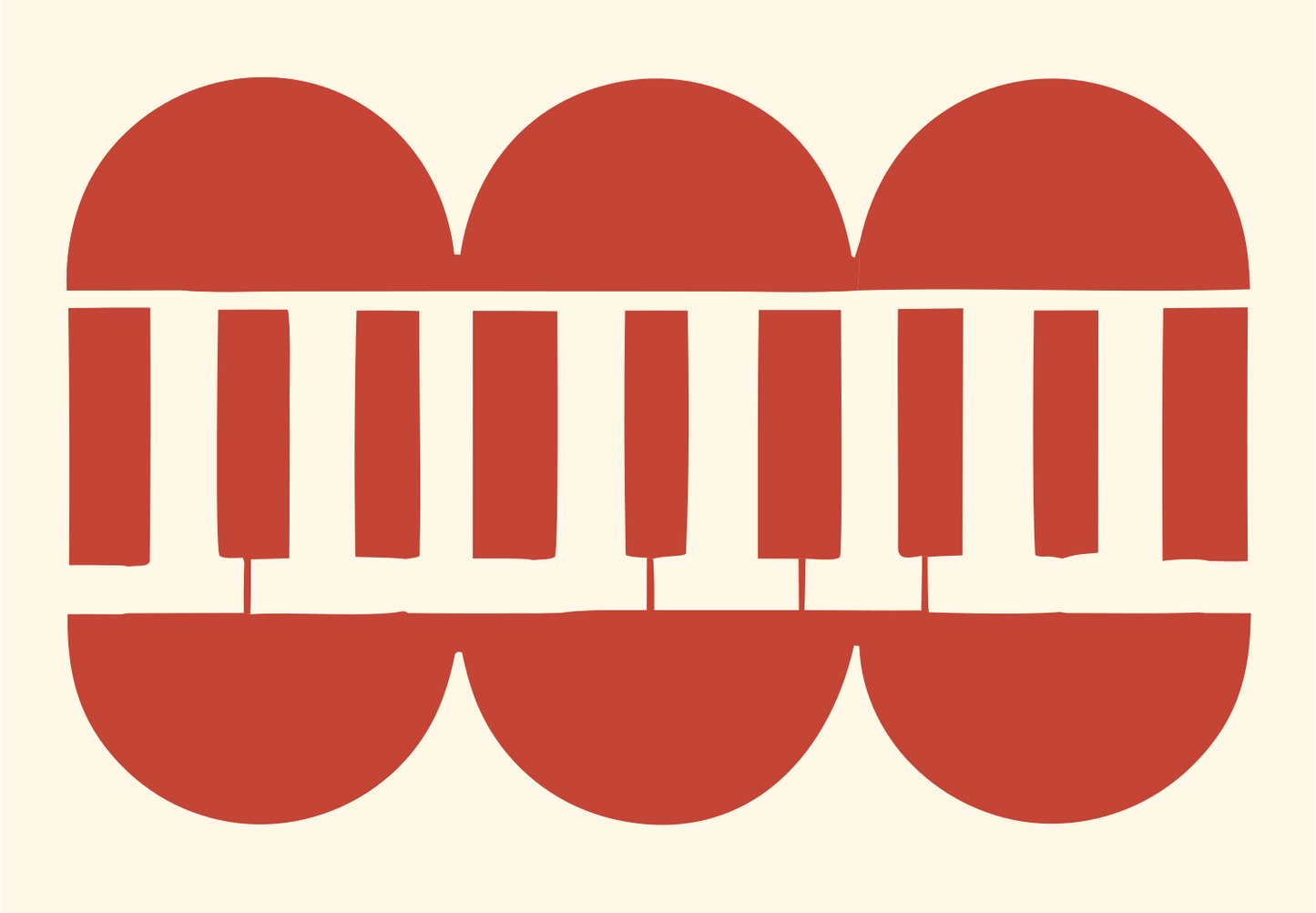 Bold Piano Keyboard Circle Logo #fff8e7/#c44536