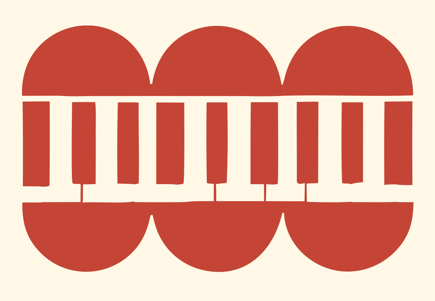 Bold Piano Keyboard Circle Logo #fff8e7/#c44536
