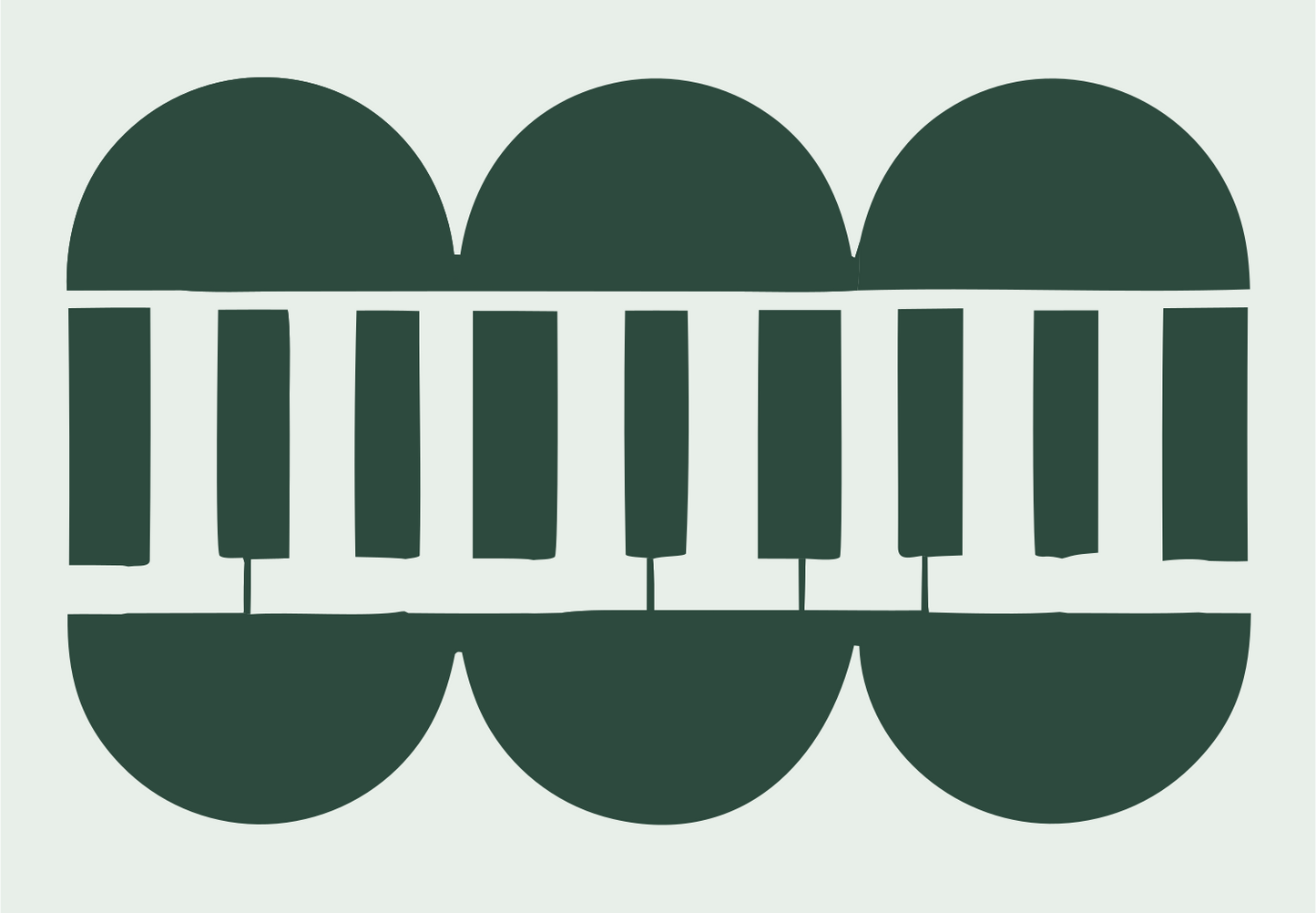Bold Piano Keyboard Circle Logo #e8efe9/#2d4a3e