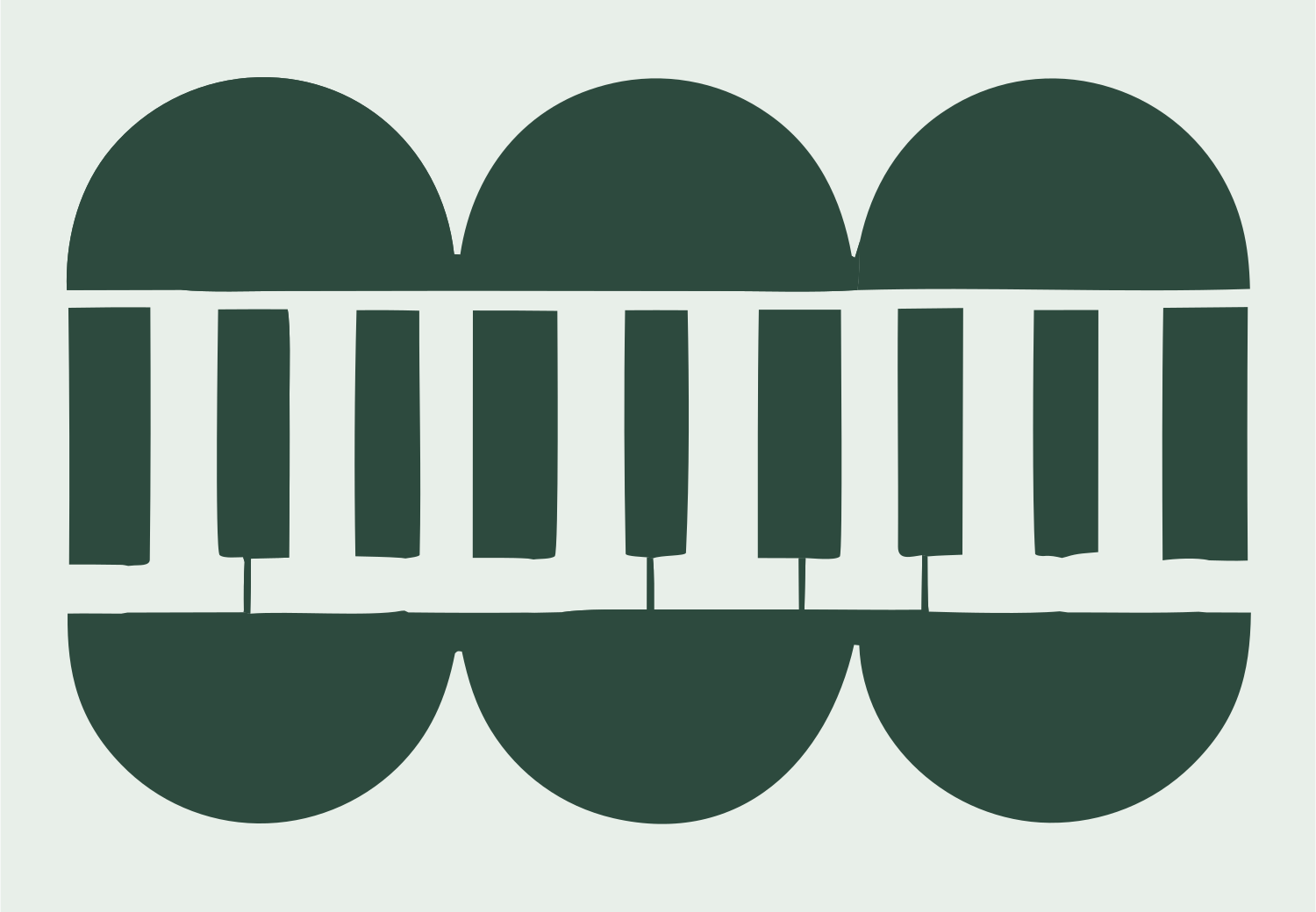Bold Piano Keyboard Circle Logo #e8efe9/#2d4a3e