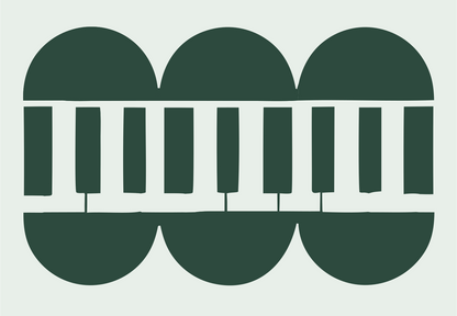 Bold Piano Keyboard Circle Logo #e8efe9/#2d4a3e