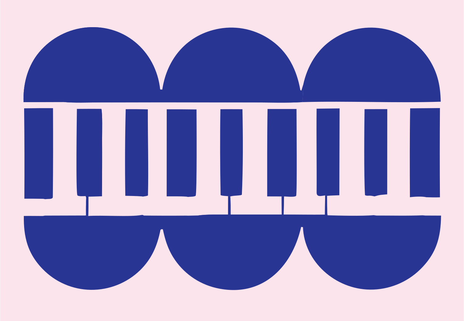 Bold Piano Keyboard Circle Logo #fce4ec/#283593