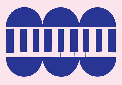 Bold Piano Keyboard Circle Logo #fce4ec/#283593
