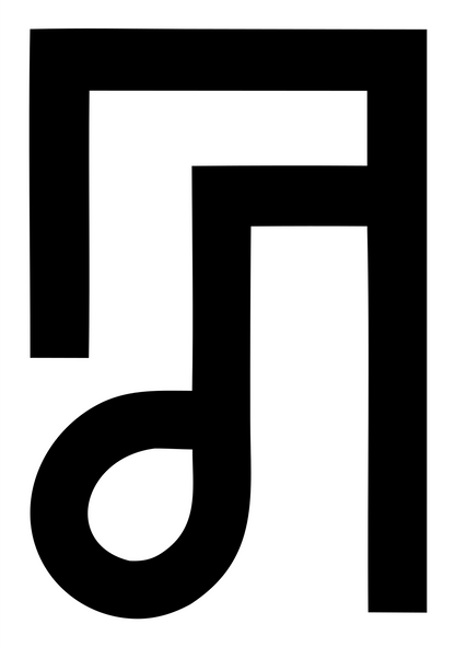 Monoline Music Note Emblem #ffffff/#000000