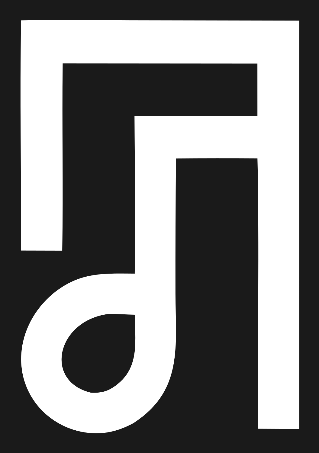 Monoline Music Note Emblem #1a1a1a/#ffffff