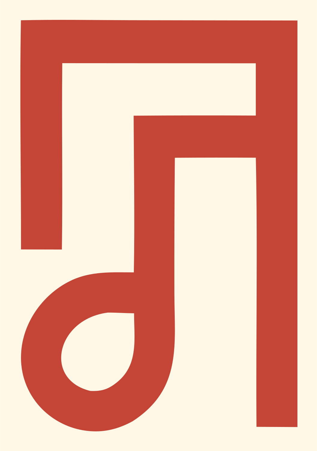 Monoline Music Note Emblem #fff8e7/#c44536