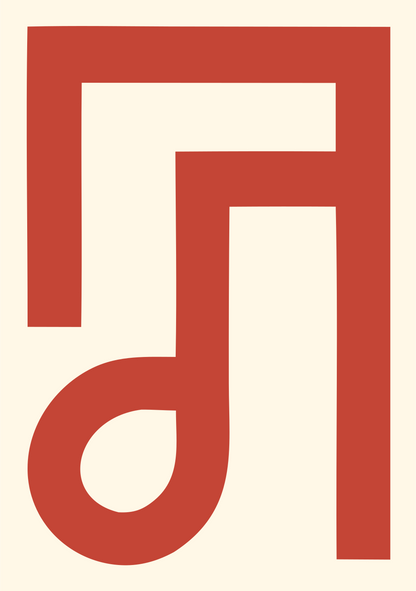 Monoline Music Note Emblem #fff8e7/#c44536