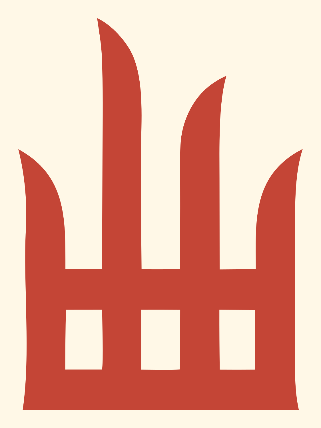 Rising Piano Keys Crest #fff8e7/#c44536