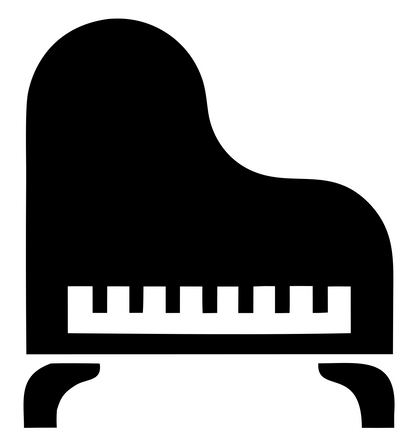 Heavy Grand Piano Silhouette Logo #ffffff/#000000