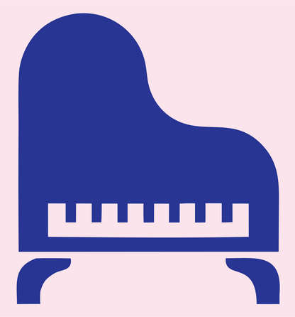 Heavy Grand Piano Silhouette Logo #fce4ec/#283593
