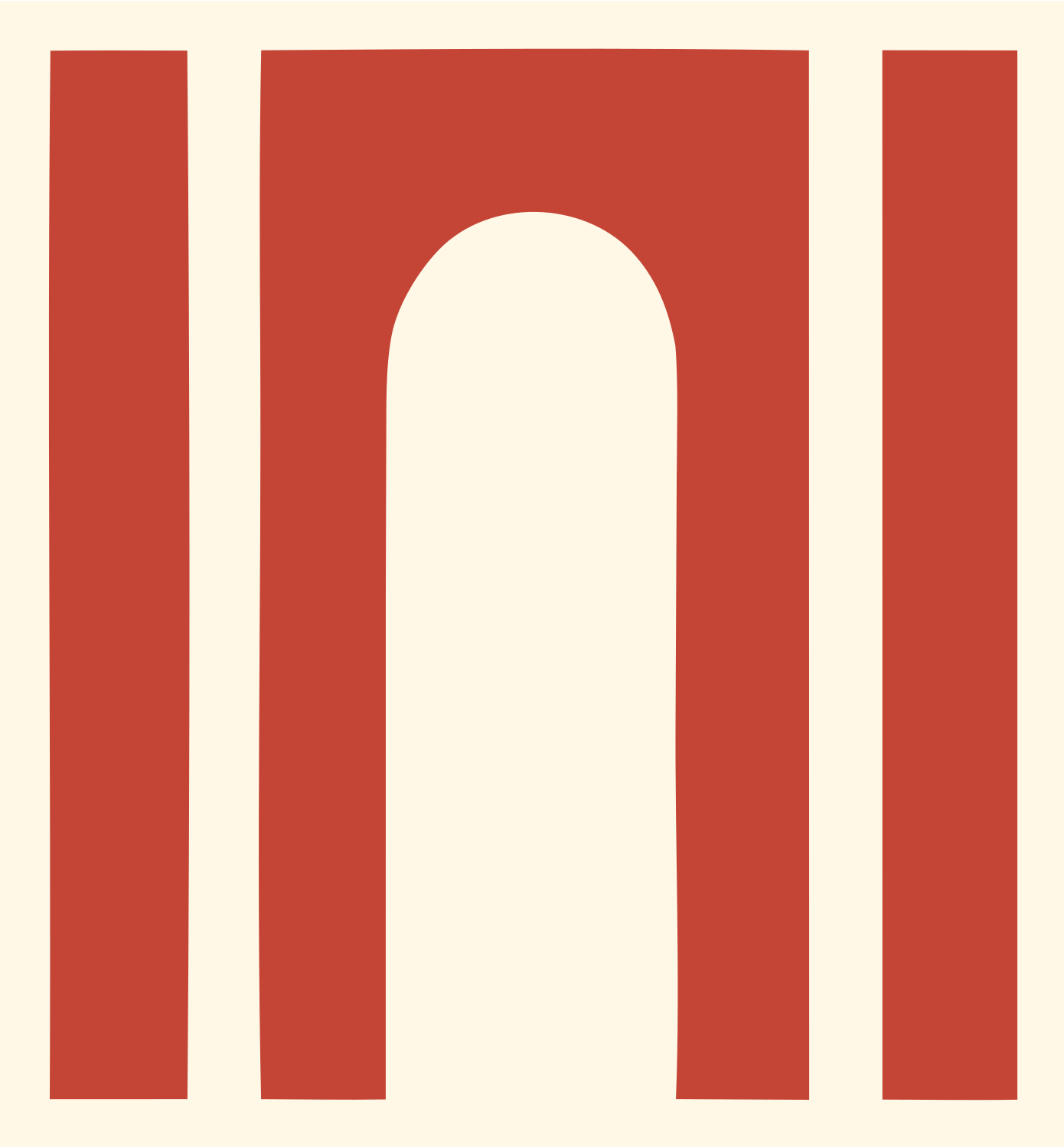 Blocky Arch Piano Keys Logo #fff8e7/#c44536