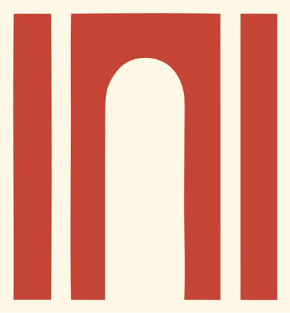 Blocky Arch Piano Keys Logo #fff8e7/#c44536