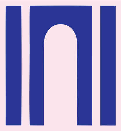 Blocky Arch Piano Keys Logo #fce4ec/#283593