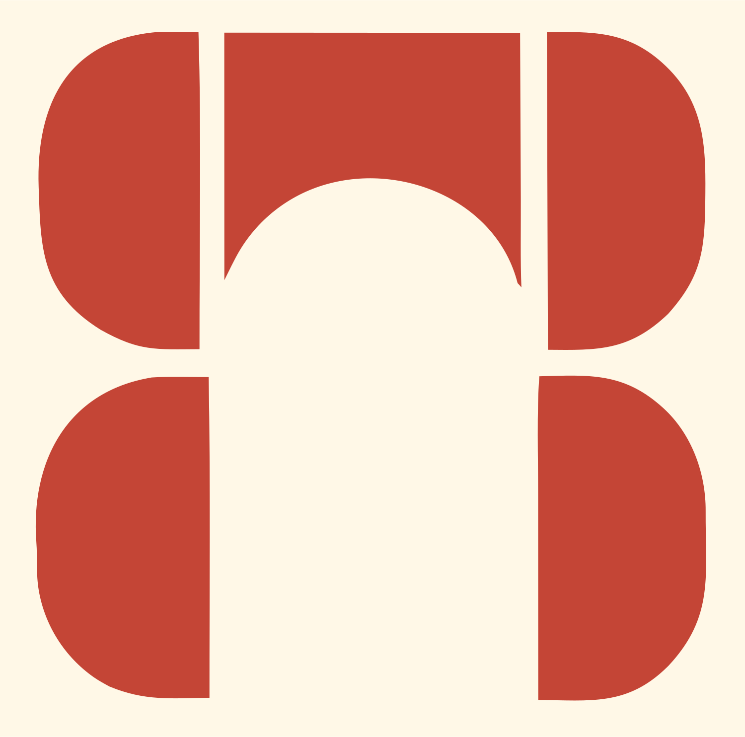 Chunky Split Panel Piano Mark #fff8e7/#c44536