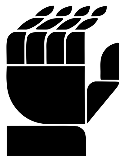 Geometric Robot Fist Badge #ffffff/#000000