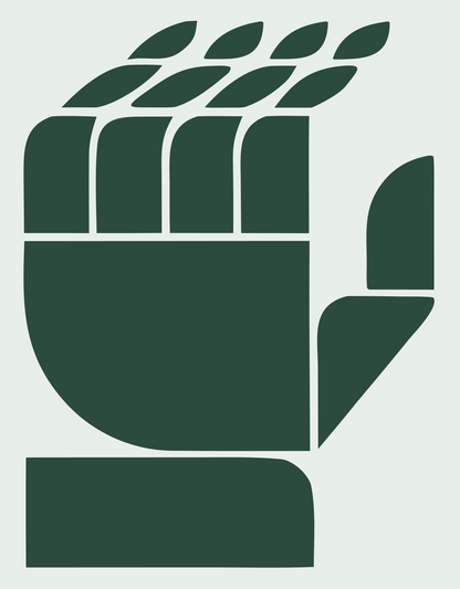 Geometric Robot Fist Badge #e8efe9/#2d4a3e