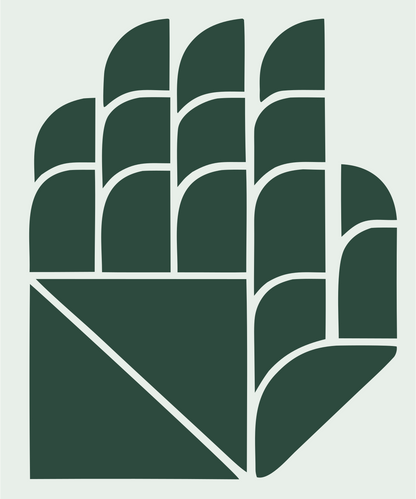 Geometric Robot Hand Crest #e8efe9/#2d4a3e