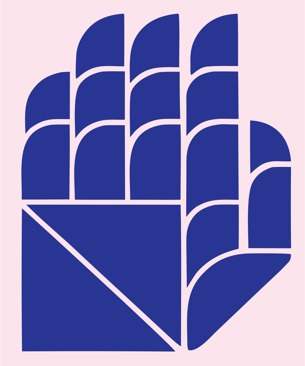 Geometric Robot Hand Crest #fce4ec/#283593