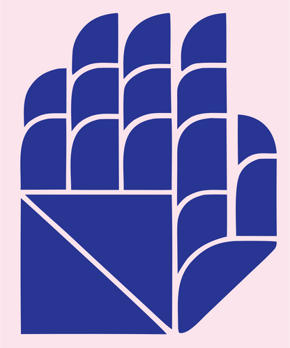 Geometric Robot Hand Crest #fce4ec/#283593