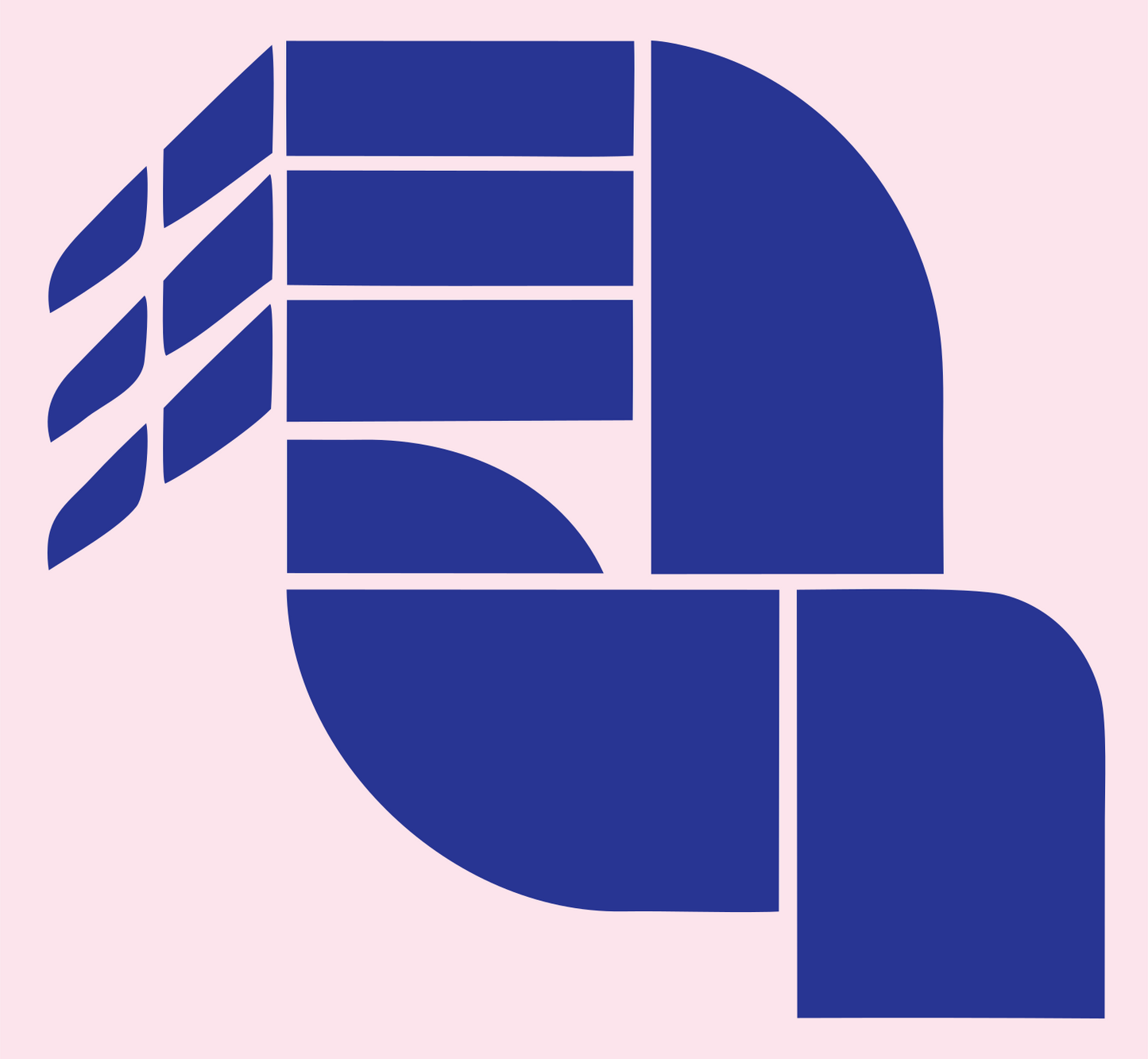 Geometric Segmented Claw Badge #fce4ec/#283593