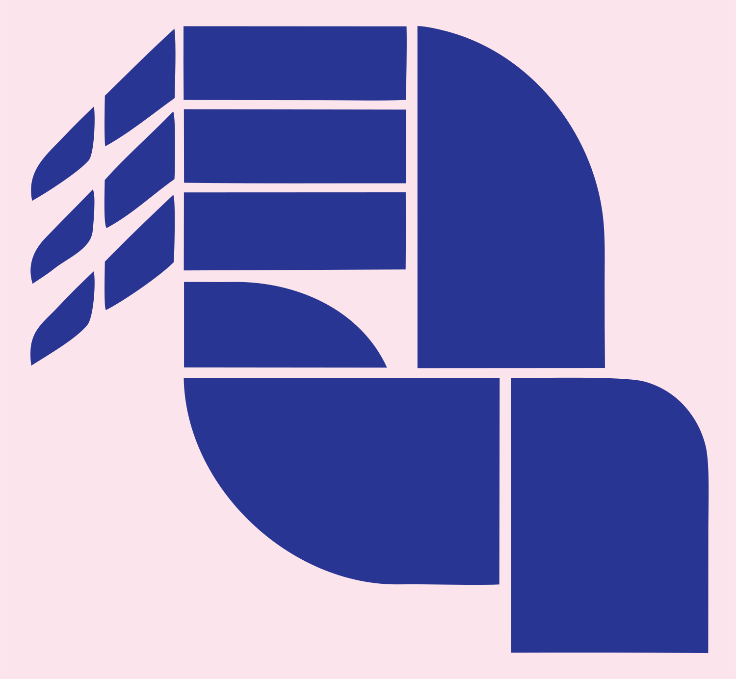 Geometric Segmented Claw Badge #fce4ec/#283593