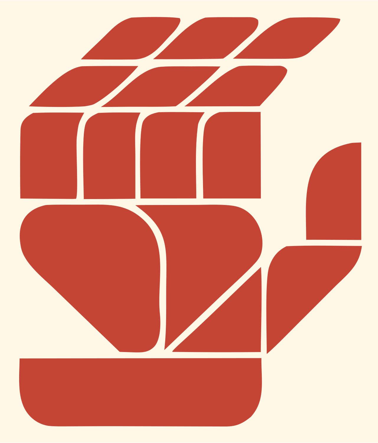 Geometric Robot Fist Emblem #fff8e7/#c44536
