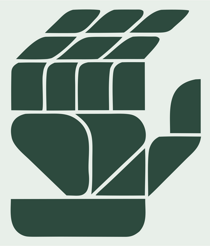 Geometric Robot Fist Emblem #e8efe9/#2d4a3e