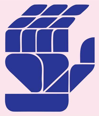 Geometric Robot Fist Emblem #fce4ec/#283593