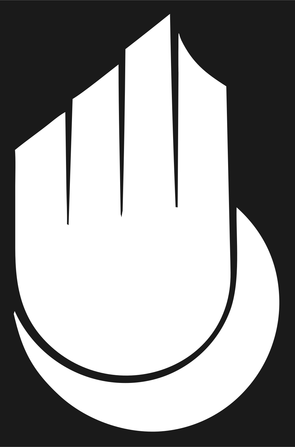 Crescent Robot Hand Badge #1a1a1a/#ffffff
