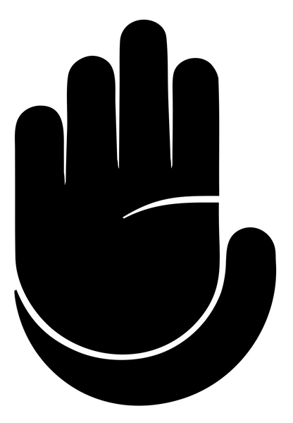 Monoline Stop Hand Badge #ffffff/#000000