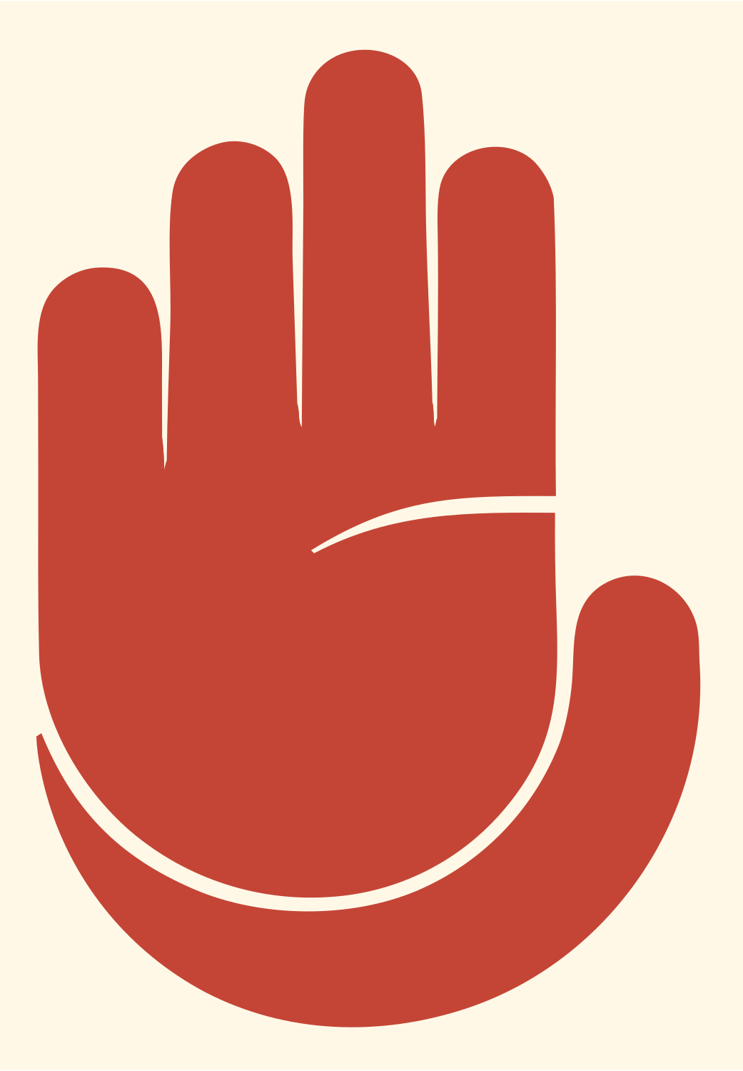 Monoline Stop Hand Badge #fff8e7/#c44536