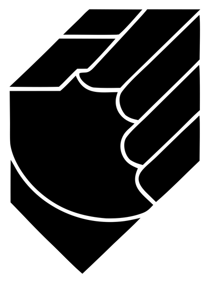 Monoline Clenched Fist Shield Badge #ffffff/#000000