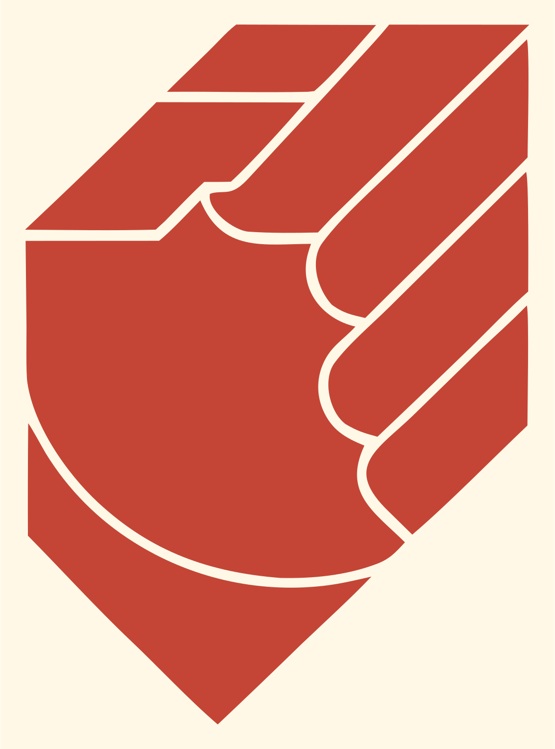 Monoline Clenched Fist Shield Badge #fff8e7/#c44536