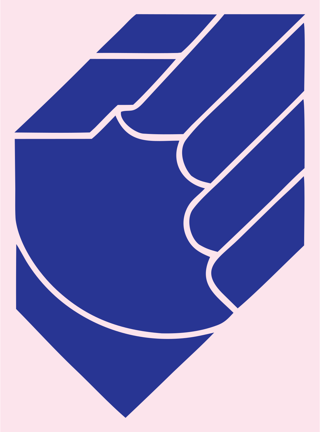 Monoline Clenched Fist Shield Badge #fce4ec/#283593