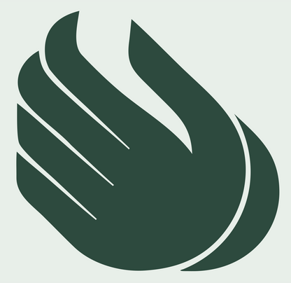 Monoline Open Hand Badge #e8efe9/#2d4a3e