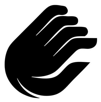 Monoline Reaching Hand Badge #ffffff/#000000