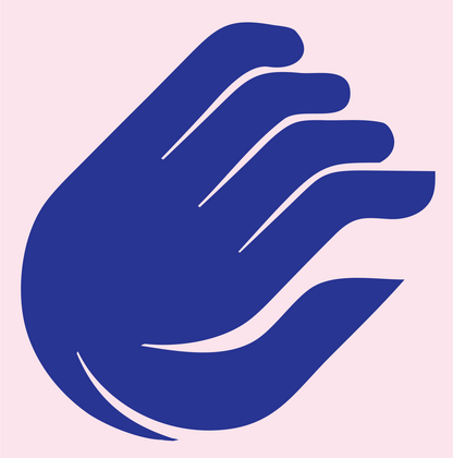 Monoline Reaching Hand Badge #fce4ec/#283593
