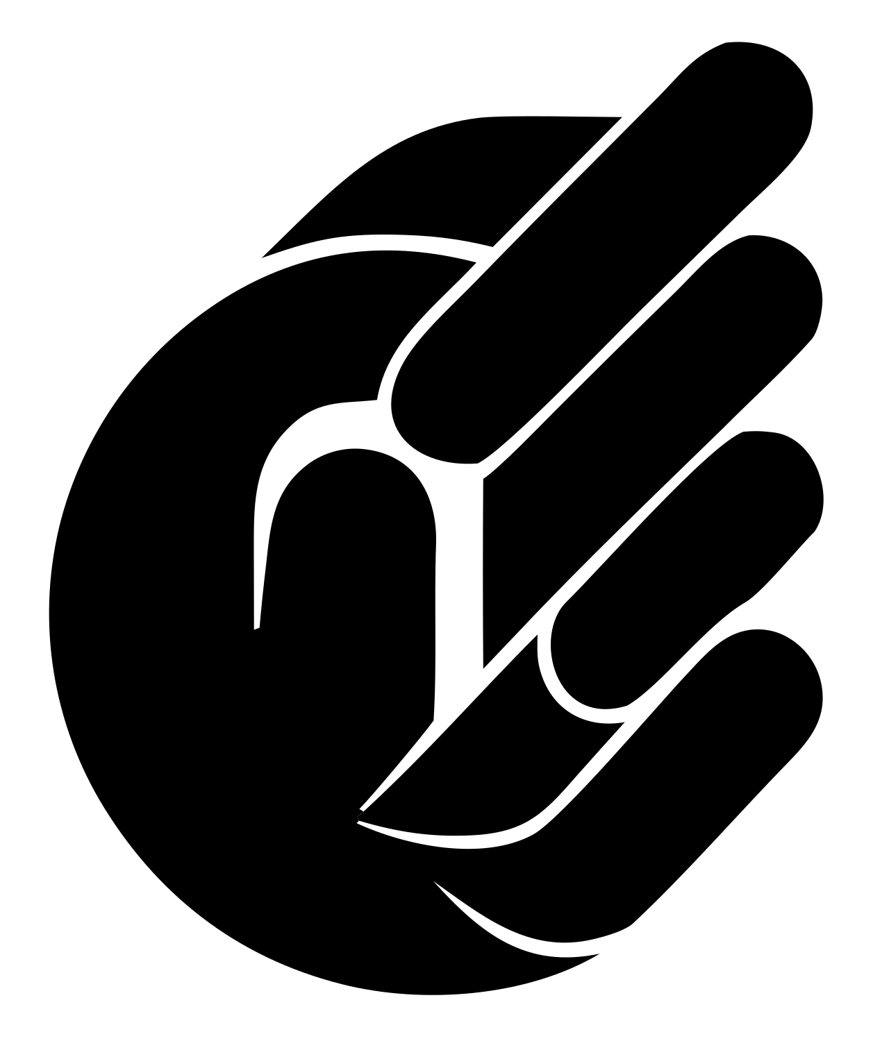 Bold Hand Diagonal Slash Badge #ffffff/#000000
