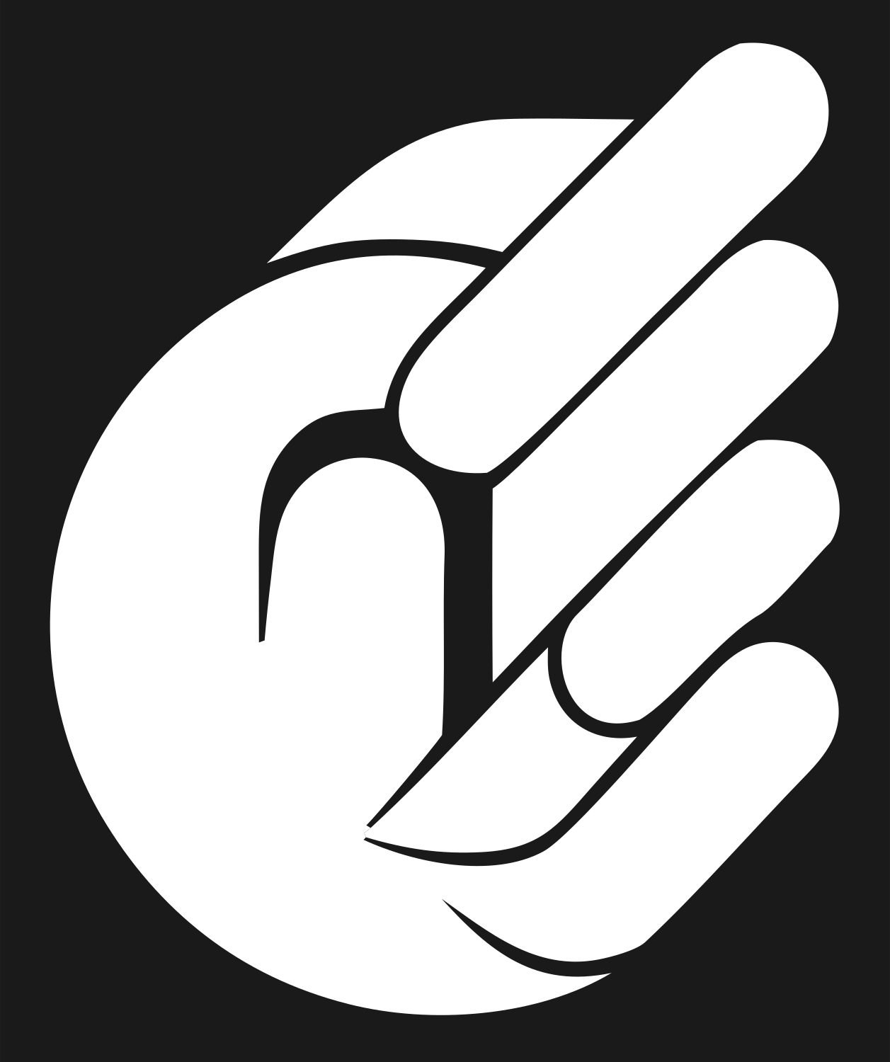 Bold Hand Diagonal Slash Badge #1a1a1a/#ffffff