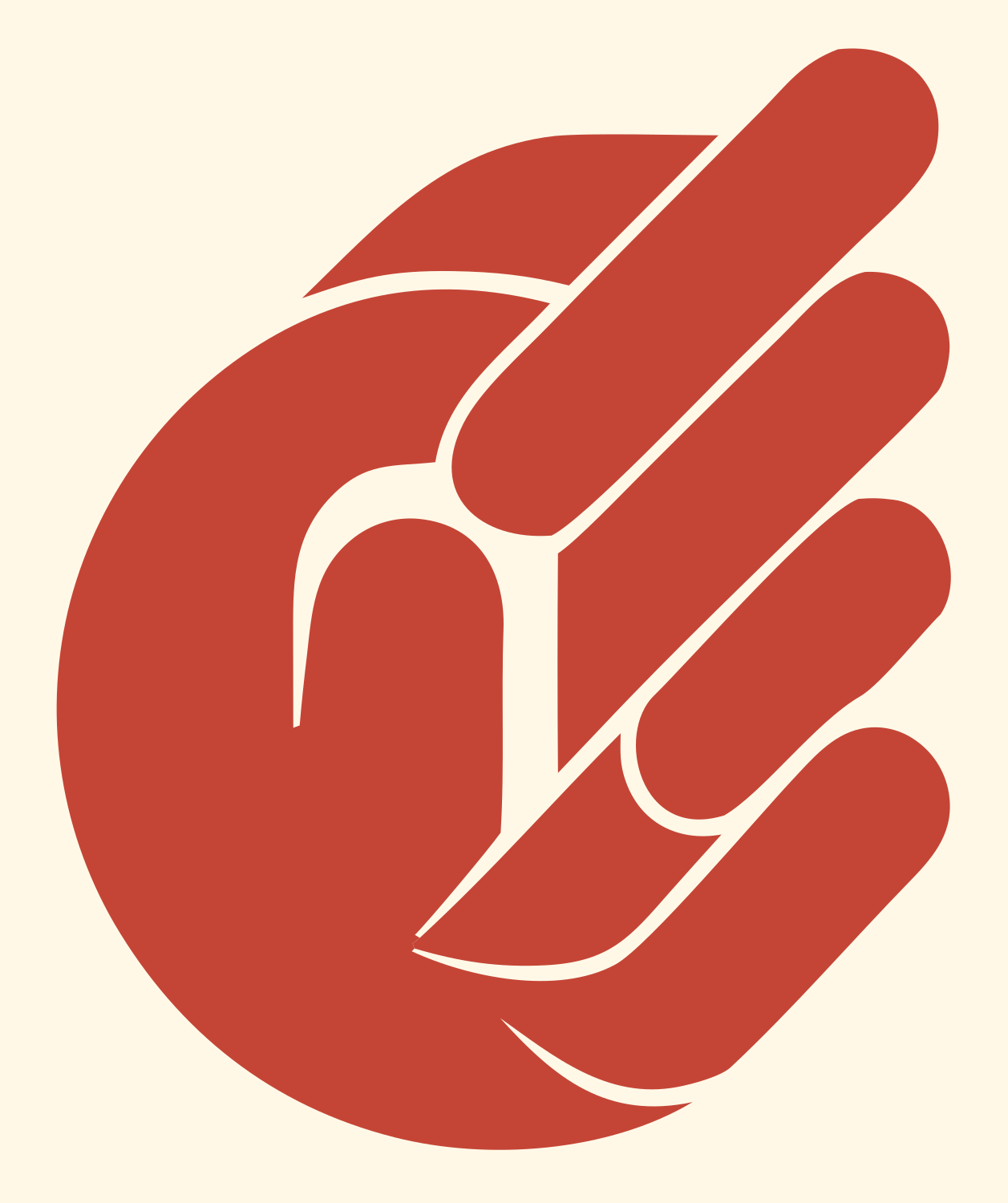 Bold Hand Diagonal Slash Badge #fff8e7/#c44536