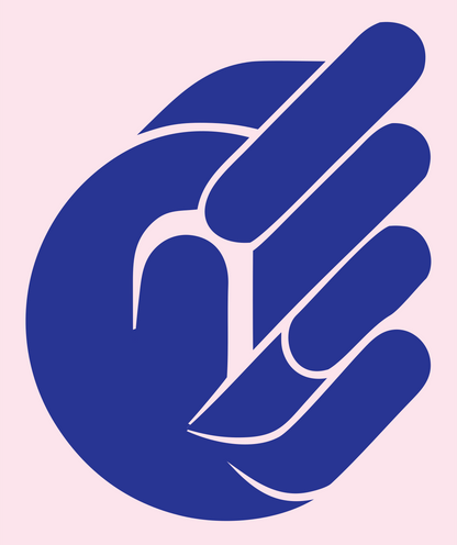 Bold Hand Diagonal Slash Badge #fce4ec/#283593