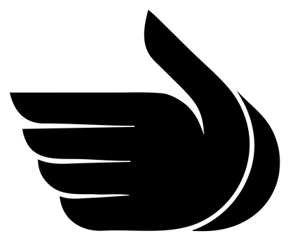 Winged Hand Silhouette Mark #ffffff/#000000