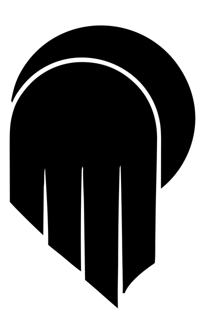 Arched Gauntlet Silhouette Badge #ffffff/#000000