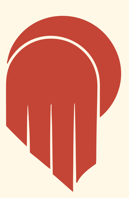 Arched Gauntlet Silhouette Badge #fff8e7/#c44536
