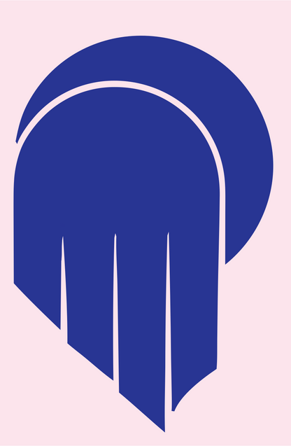 Arched Gauntlet Silhouette Badge #fce4ec/#283593