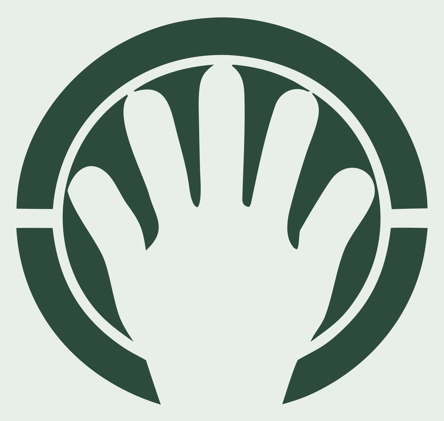 Open Hand Ring Badge #e8efe9/#2d4a3e