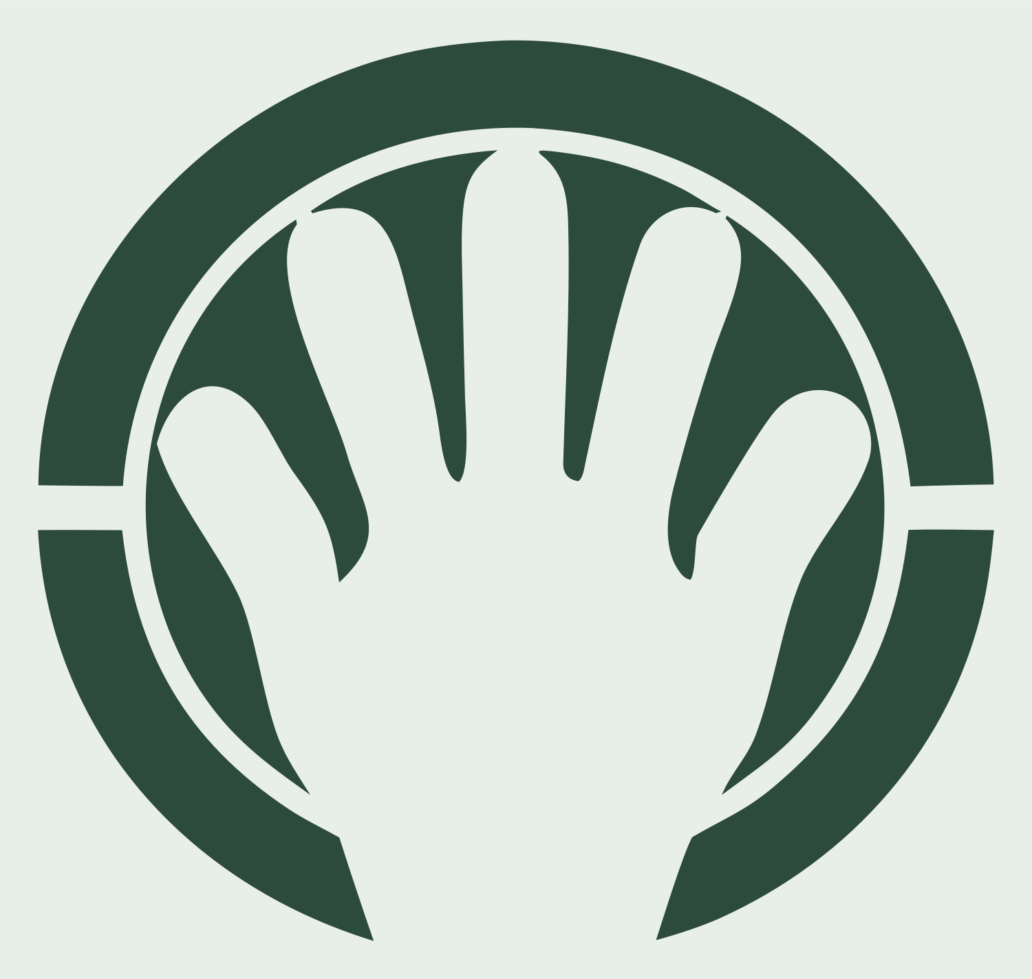Open Hand Ring Badge #e8efe9/#2d4a3e