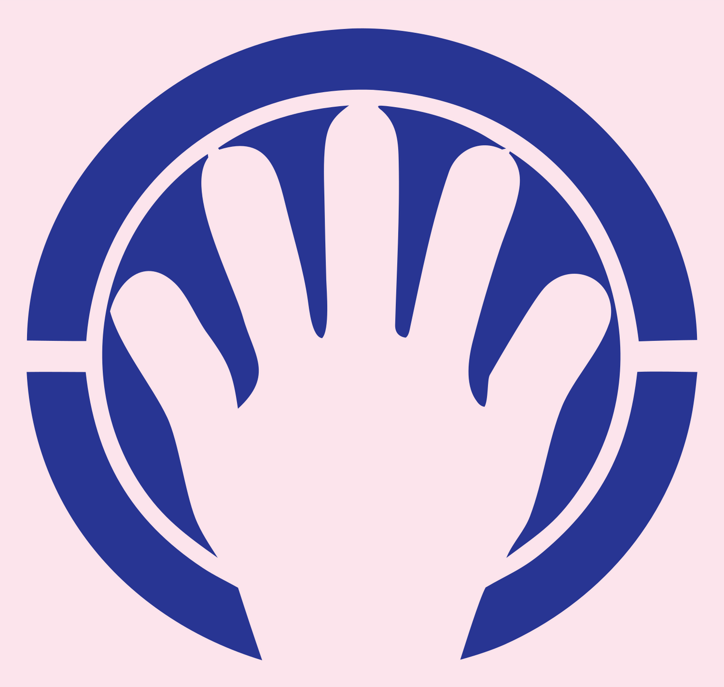 Open Hand Ring Badge #fce4ec/#283593